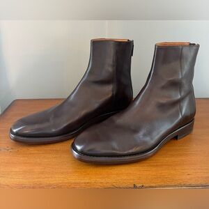 FRYE Men’s Wright Back Zip Dark Brown Italian Leather Calf Boots Size 10